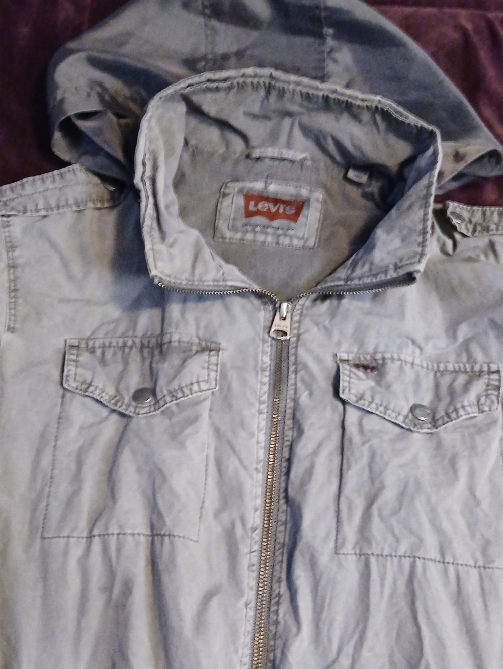 Levi's Mens Gray Military Cotton Hooded Zip Jacket